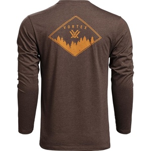 image:imageVortex Mens Diamond Crest Long Sleeve TShirtsBrown Heather