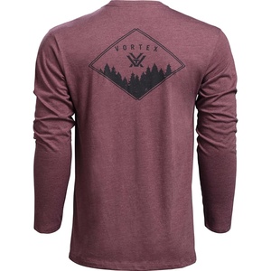 image:imageVortex Mens Diamond Crest Long Sleeve TShirtsBurgundy Heather