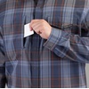 image:imageVortex Mens Trail Call Tech Flannel Shirts  Mechanical Stretch Moisture Wicking Underarm GussetBlue Grey