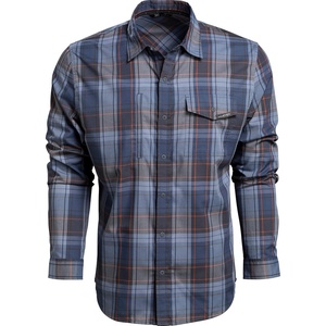 image:imageVortex Mens Trail Call Tech Flannel Shirts  Mechanical Stretch Moisture Wicking Underarm GussetBlue Grey