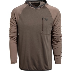 image:imageVortex Mens Weekend Rucker Hooded Long Sleeve Shirts  Moisture Wicking UPF Sun Protection Stain Release TechnologyPeat